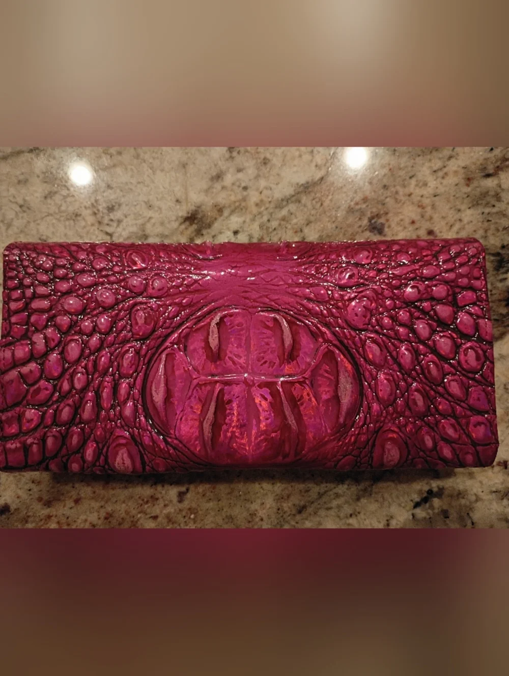 Brahmin Veronica Potion Hot Pink Croc-Embossed Leather Wallet NWT Gorgeous!! - Picture 6 of 10